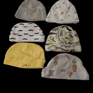 Assorted Baby Beanie Set - Gray, White, Yellow